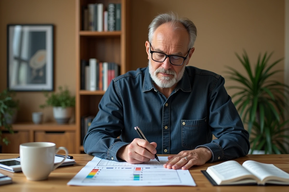 Entrepreneur concentré sur l'analyse des méthodes de valeur ajoutée dans un bureau à domicile