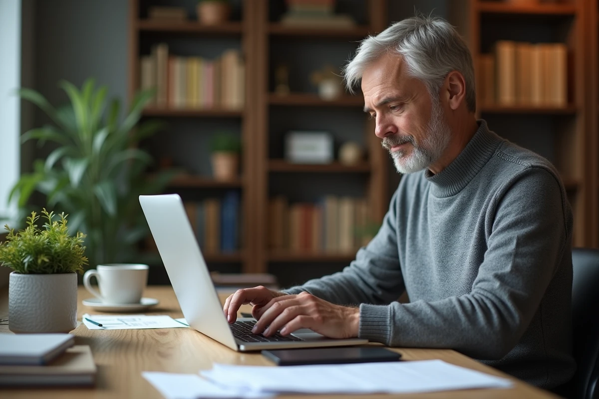 Personne entrant ses informations de paiement en ligne sur un ordinateur portable à domicile